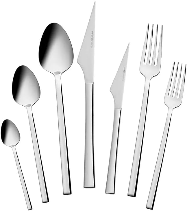 Karaca Boreas 84-Piece Kitchen Silverware Sets, Stainless Steel Cutlery Set for 12 People, Durable, Elegant, Dishwasher Safe, Includes Table & Dessert Spoons, Forks & Knives