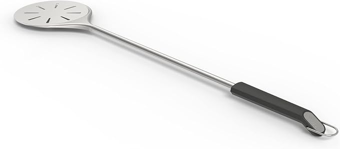 Witt Stainless Steel Pizza Turning Peel - 6.5" Diameter, Long Handle, Nonstick, Lightweight, Perforated Design, Essential for Pizza Oven Owners, Chefs, Cooks, Bakers