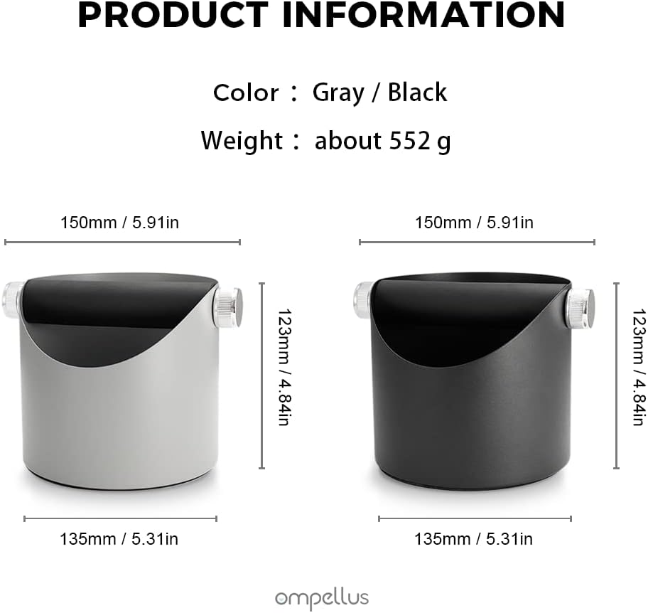 Espresso Knock Box, Large Capacity & Non-Slip Base Coffee Knock Box, Barista Tools, Espresso Machine Accessories (Gray-Small)