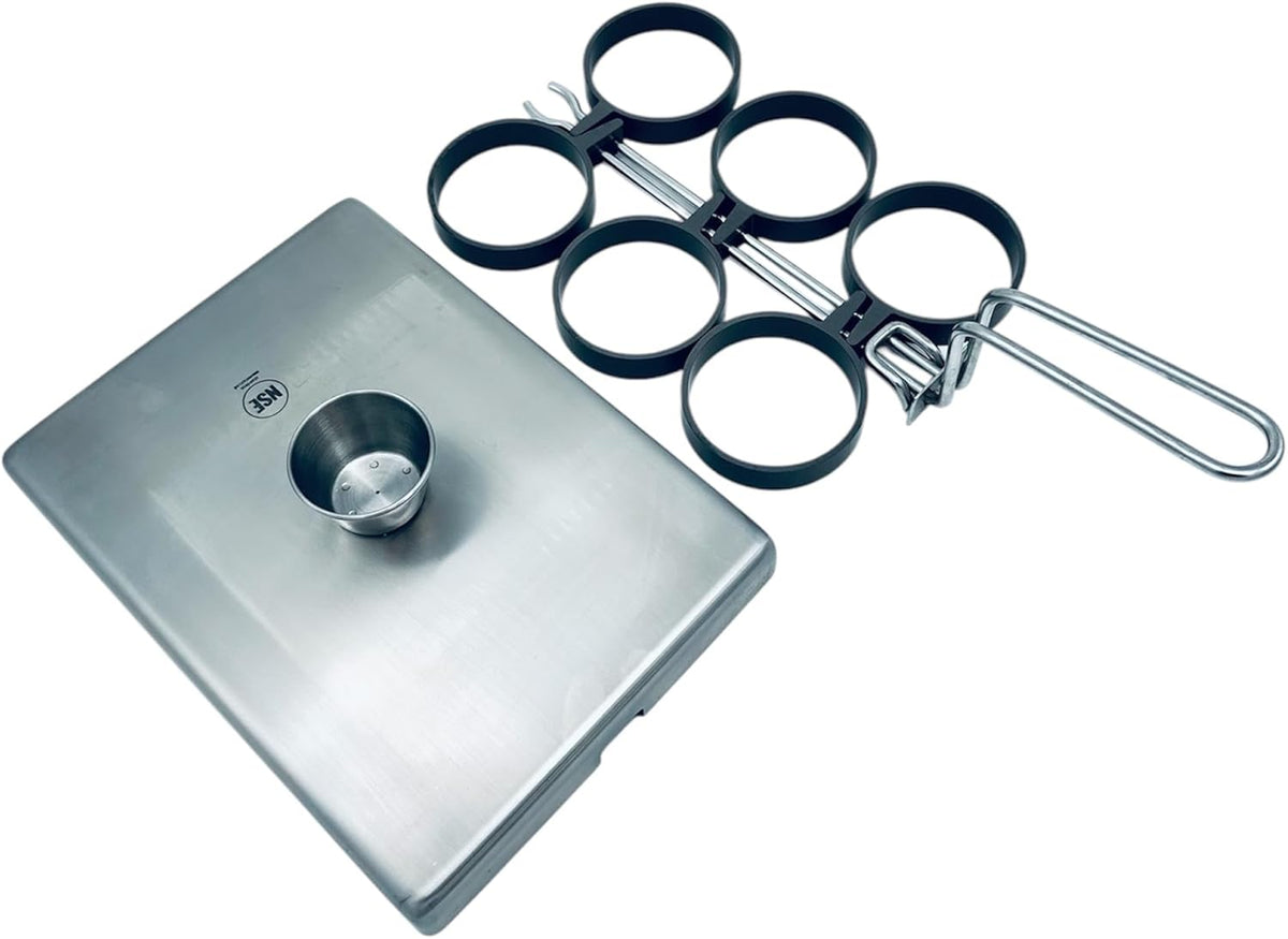 Rattleware Stainless Steel Egg Rings - Commercial-Grade, Even Cooking, Heat-Resistant Handle, Ideal for Frying Eggs - Durable & Trusted by Professional Chefs Worldwide (6 Ring Set)