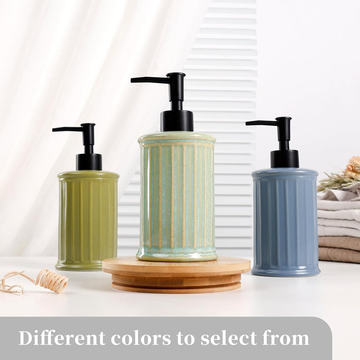 Ceramic Soap Dispenser - Blue Liquid Hand Soap Dispenser Bathroom, Modern Refillable Dish Wash Soap Bottle for Kitchen, ANTIS'S HOME