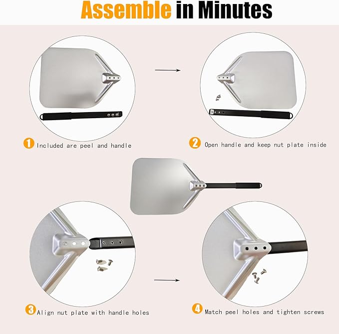 Pizza Peel, Pizza Paddle 12 Inch, Pizza Spatula with Oven Gloves, Space-Saving & Easy-to-Clean, Pizza Oven Accessories