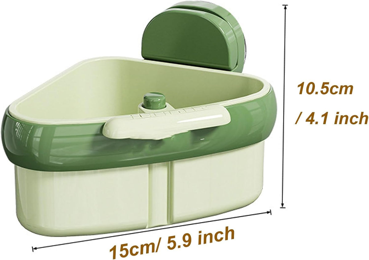 Suction Cup Sink Corner Rack, Triangular Sinks Basket Shelf, Automatic Dumping Corner Sink Strainer with Drain Hole, Food Waste Catcher (2PCS)