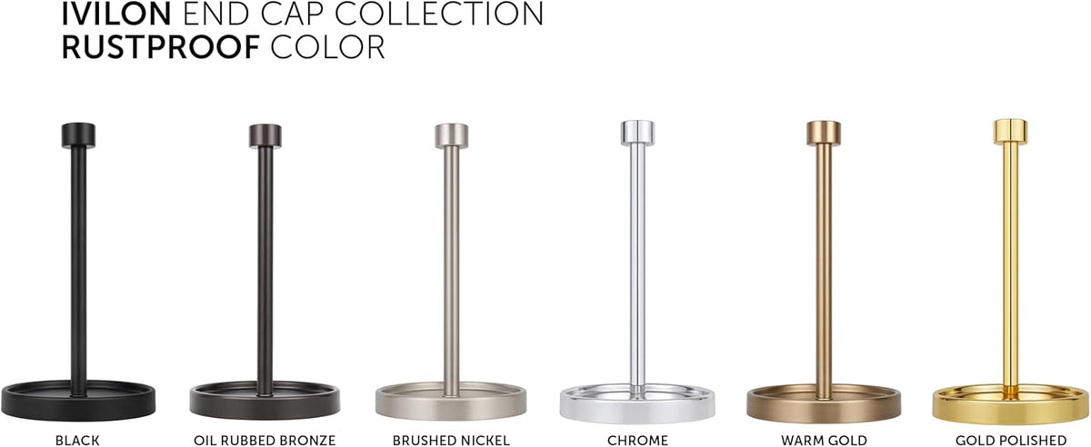 Ivilon Countertop Paper Towel Holder - Modern End Cap Minimalist Design - Color Warm Gold