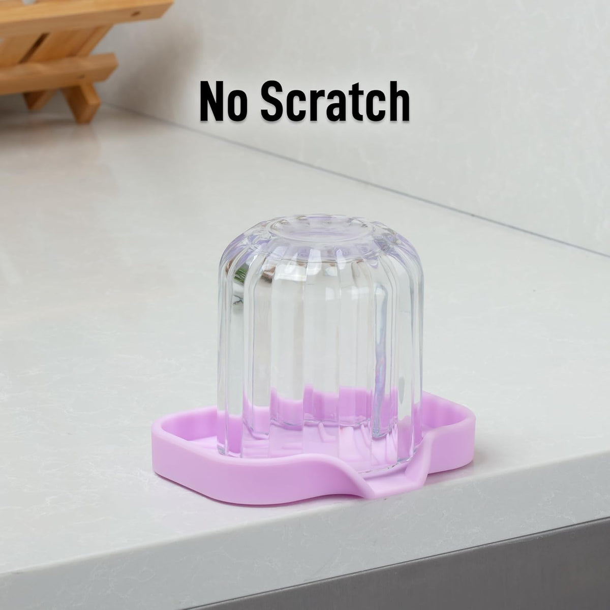 Zulay Kitchen Small Silicone Sponge Holder (4.9x3.3”) – Space-Saving Sink Organizer Tray for Sponge, Soap, Brush & More – Compact Non-Slip Dish for Kitchen & Bathroom (Lavender)