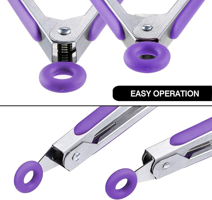 MSY BIGSUNNY Kitchen Food Tongs - 7" Mini Silicone Serving Tongs - Set of 3 (Purple)