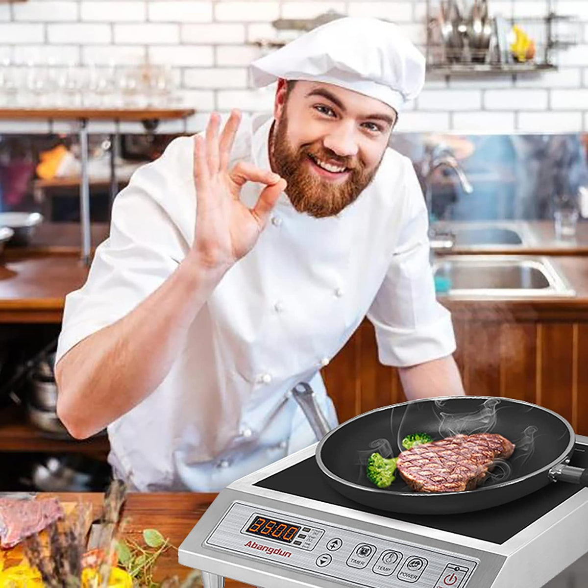 Commercial Induction Cooktop Induction Burner Lower Power Even Heating Hot Plate 3500W /220V