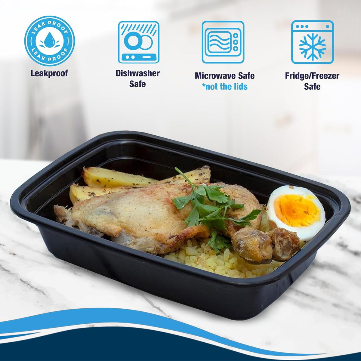 Ruthy's Outlet Meal Prep Containers W/Lids -Square Food Storage – BPA-Free| Stackable | Microwave | Freezer & Dishwasher Safe | Reusable Lunch Bento Box Portion Control & Planning (30 Pack, 12 oz)