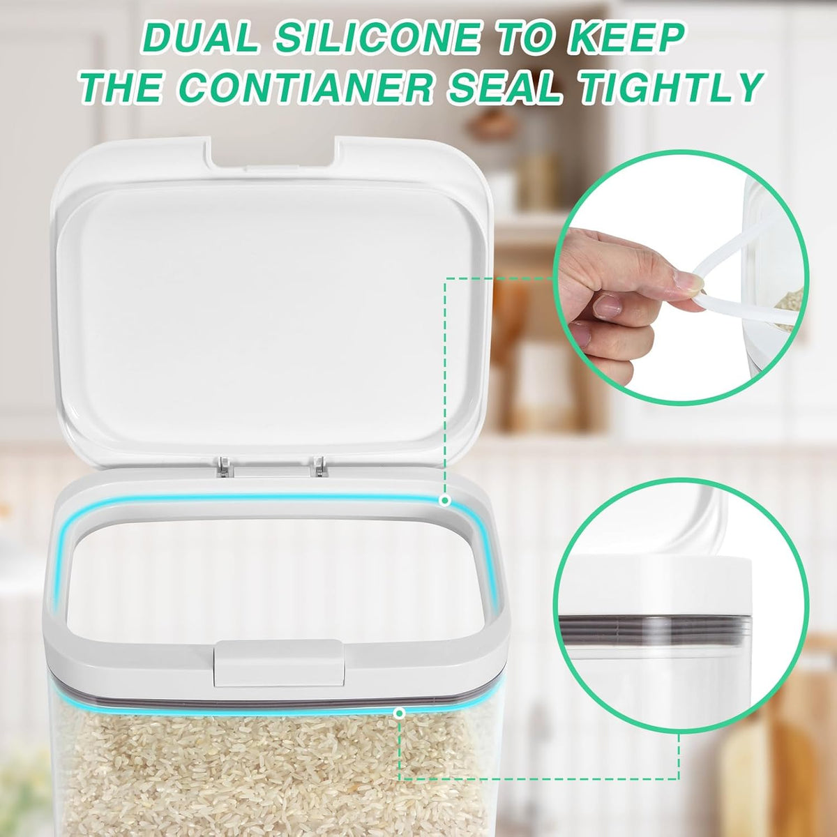 Flour Sugar Storage Containers, 2Pack 2.9 Qt + 4.75 Qt Food Storage Container with Pop-to-Flip Lids for Rice Dog Food Dog Treat Storage, Kitchen Organizers and Storage