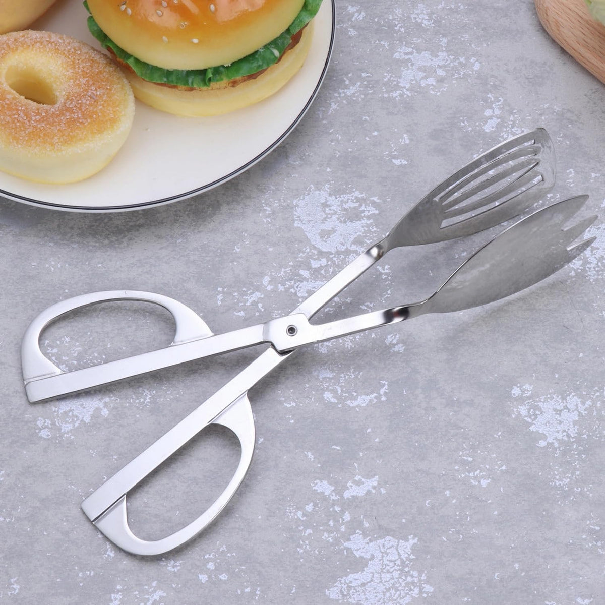 Food Serving Tongs 2 PACK Stainless Steel Salad Tongs for Cooking Cake Bread Kitchen