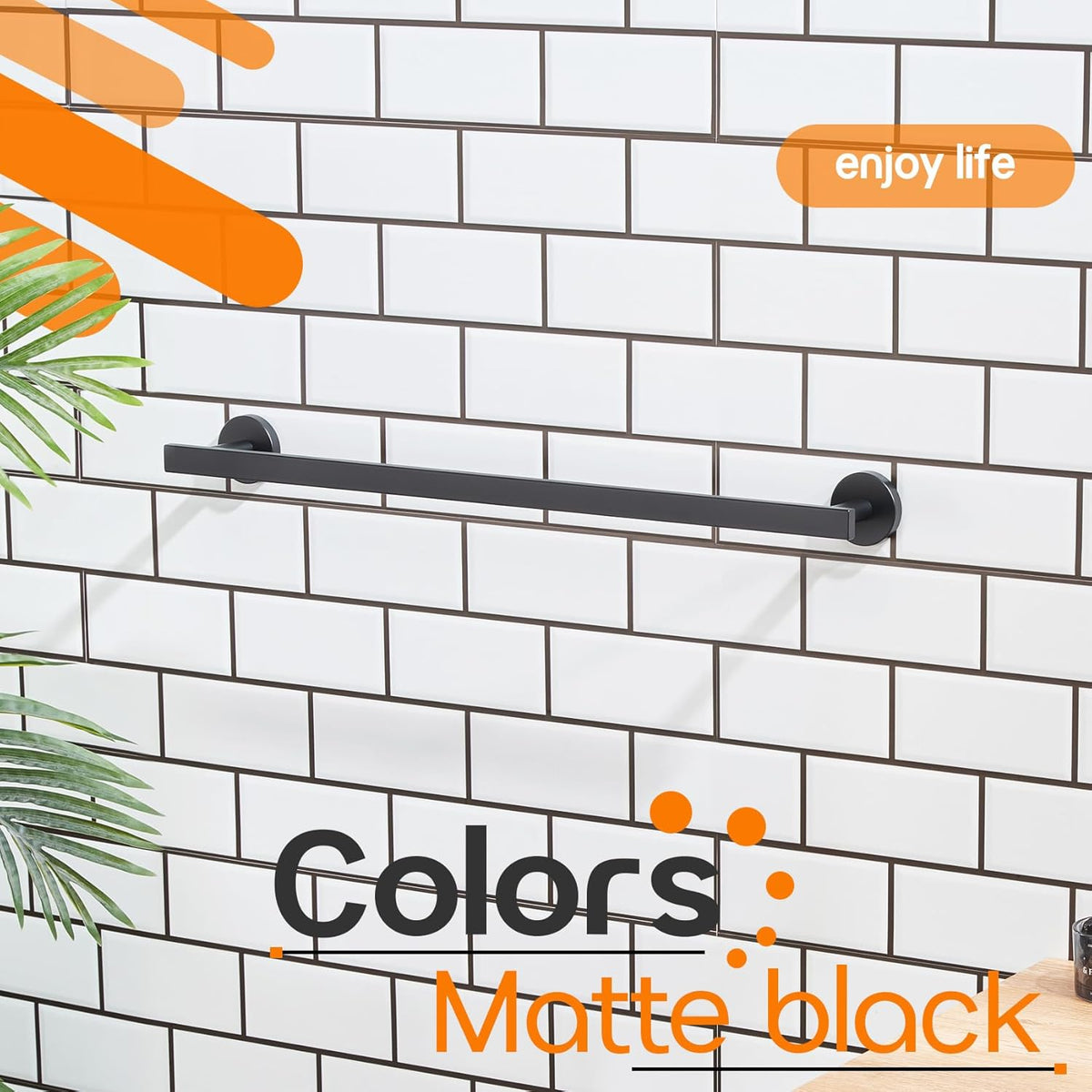20 Inch Bathroom Towel Bars Bath Towel Racks Kitchen Towel Holder Towel Shelf Wall Mounted SUS304 Stainless Steel Matte Black AN4001MB-L20