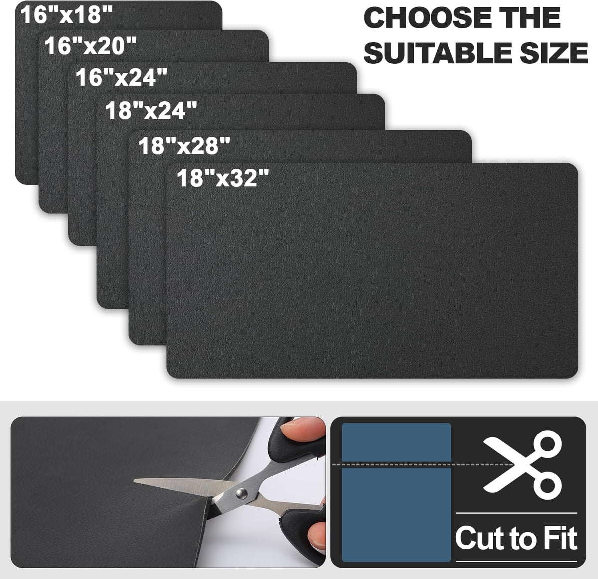 Dish Drying Mat for Kitchen Counter | Coffee Bar Mat for Countertops | Heat Resistant Drainer Mat with Non-slip Rubber Backed | Hide Stain Kitchen Absorbent Draining Mat | Black 18"x28"