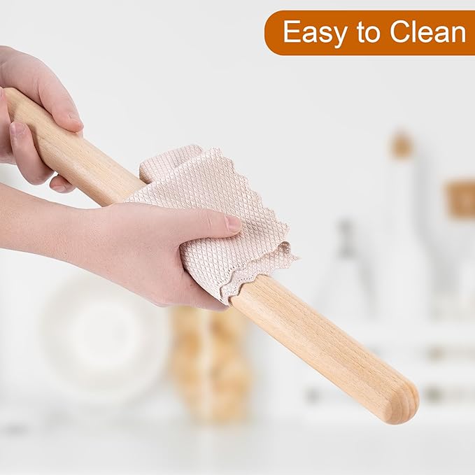 AISOSO French Rolling Pin, 17.7 Inches Wood Rolling Pins for Baking, Extra Long Classic Wooden Dough Roller for Fondant Pizza Pie Crust Cookie Pastry, Kitchen Baking Essentials, Light Yellow