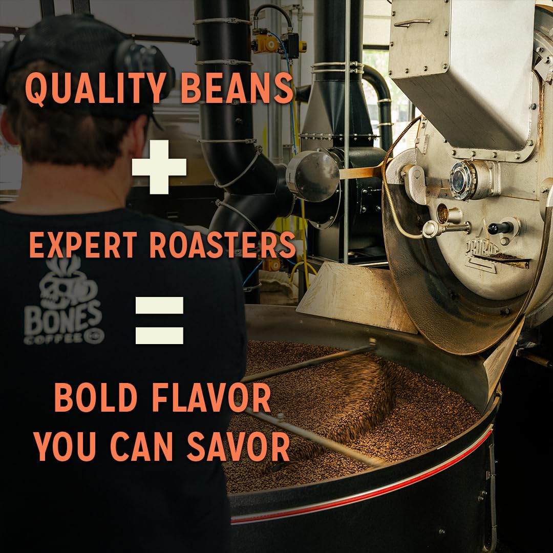 Bones Coffee Company Fallout Wasteland Crunch,Chocolate Candy Bar Flavored Coffee, Medium Roast Low Acid Arabica Beans Compatible with Auto drip and French Press Coffee Maker, 12 Oz Whole Bean