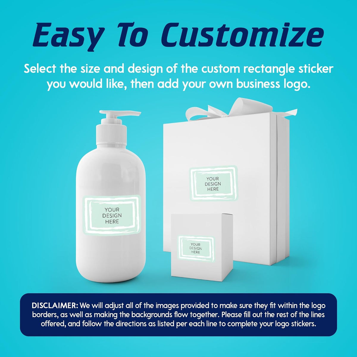 100 Custom Vinyl Stickers - Upload Your own Image, Text, Design, Logo - Personalized Logo Labels for Handmade, Packaging, Bottle, Jars, Candle, Brand Stickers (Mint, 4x2)