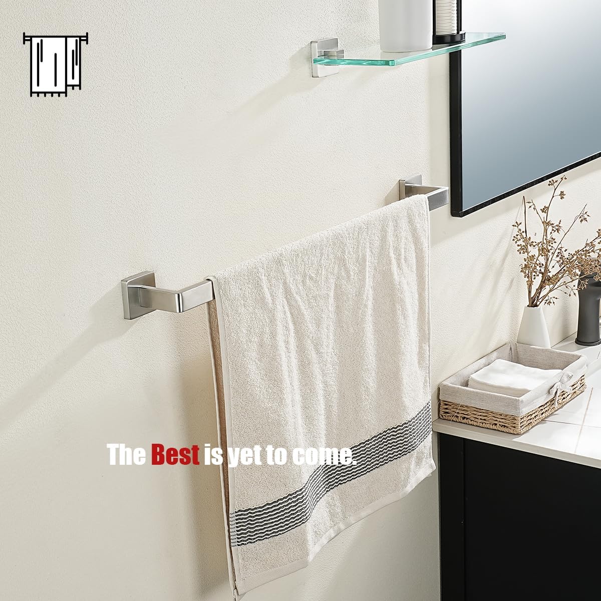 JQK Brushed Towel Bar, Rounded Edges 29.41 Inch Towel Rack, 304 Stainless Steel Bathroom Wall Mount, Useable Length 27 Inch, TB250L27-BN