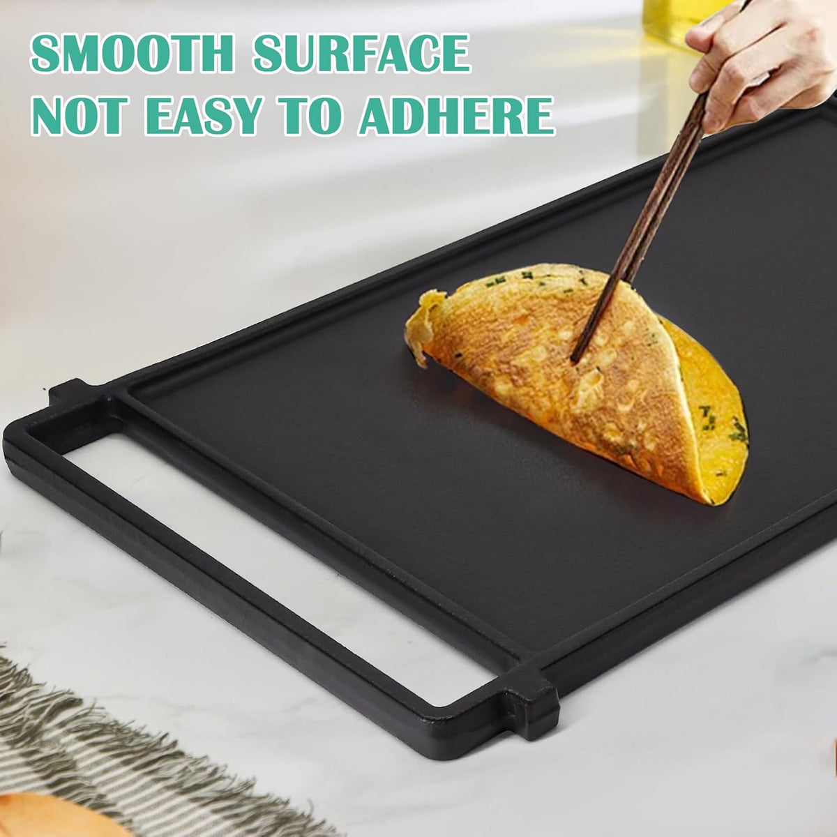 Hiorucet WB31X24998 Cast Iron Griddle Replacement for GE Gas Stove Griddle Plate, JGBS66REKSS Reversible Griddle Flat Top Pan for GE Appliance Gas Range Parts.