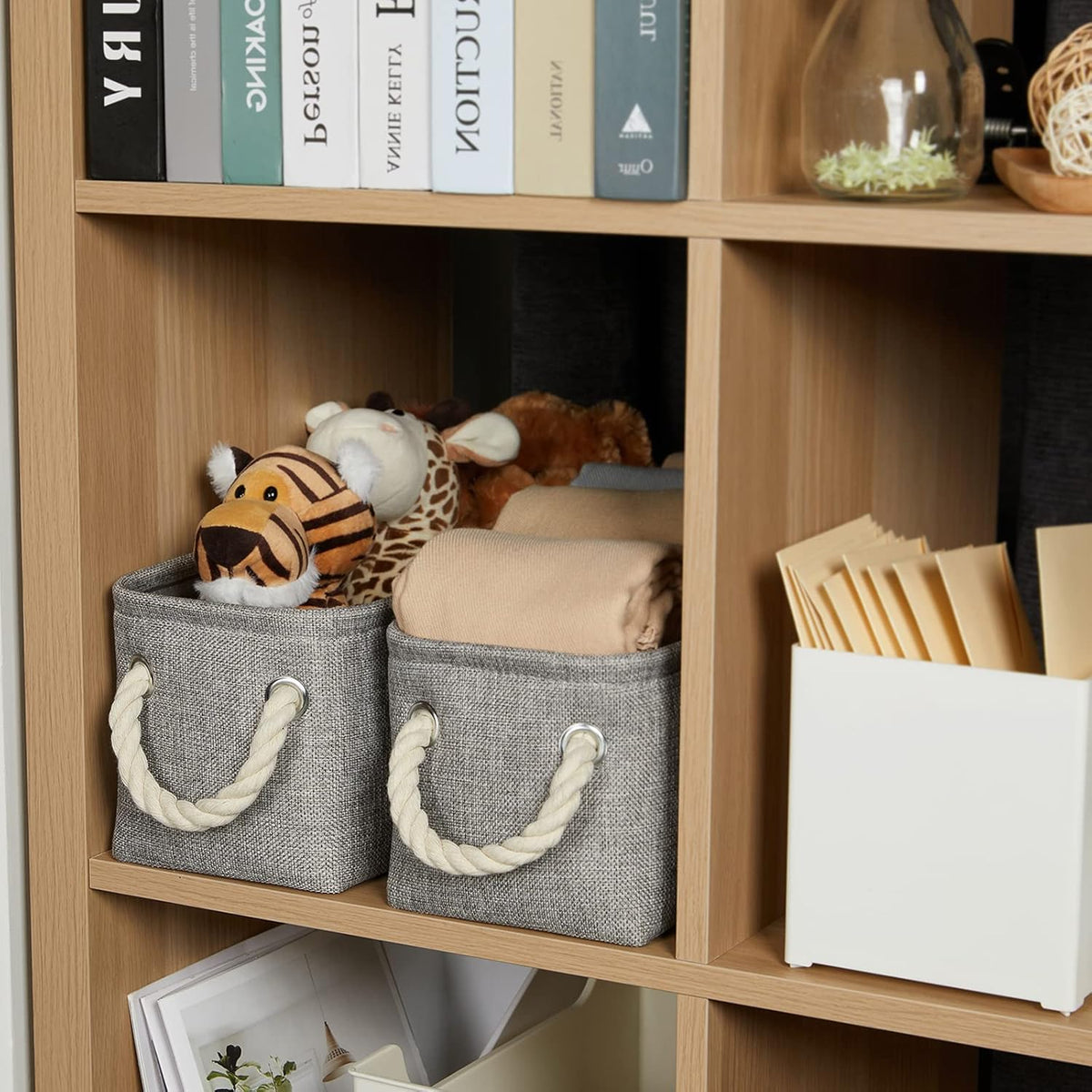 DULLEMELO Toilet Paper Storage Basket, Toilet Tank Basket with Rope Handles (Grey)