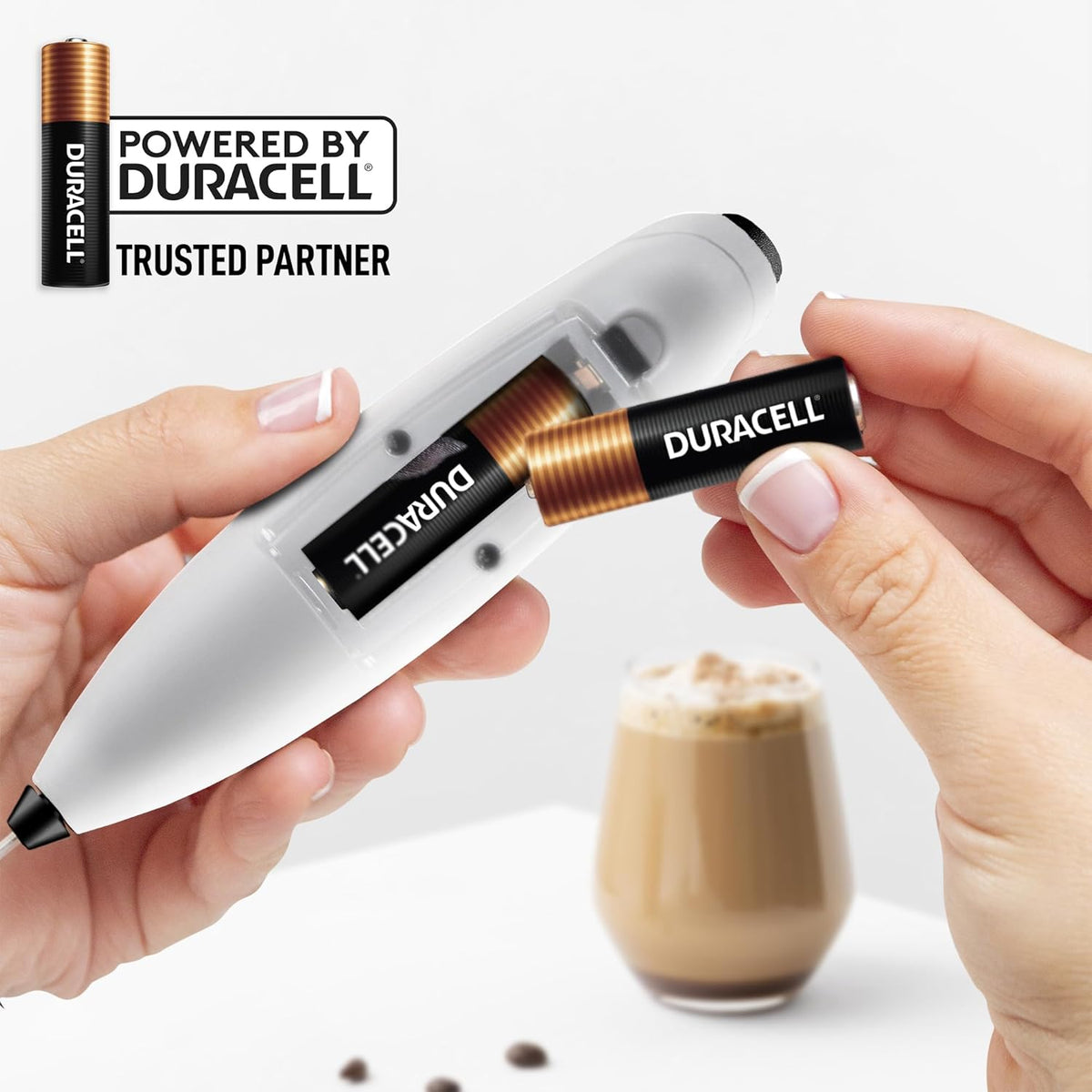 Zulay Kitchen Patented Tornado Triple Whisk Milk Frother with 4 Duracell Batteries – Handheld Foam Maker for Coffee, Lattes, Matcha & Hot Chocolate – Rich, Creamy Froth in Seconds