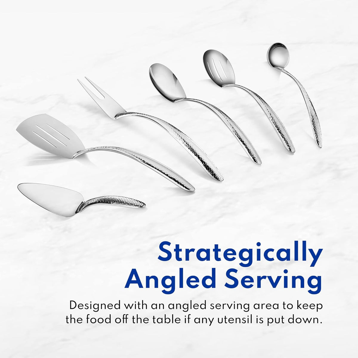 New Star Foodservice Mars Collection, Stainless Steel, Hammered Handle Slotted Spatula, 14.4-Inch, 7.2 Ounces