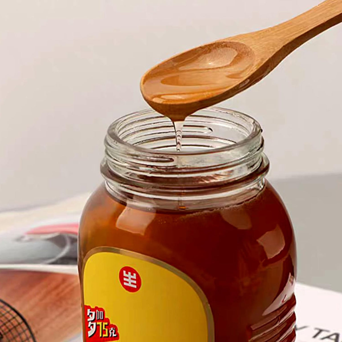 3PCS 6 inch Honey Dipper Sticks Honey Spoon, Wooden Honey Mixing Stirrer Honey Comb Stick, Honey Wand for Honey Jar Dispense Drizzle Honey Wedding Party (Bamboo Spoon)