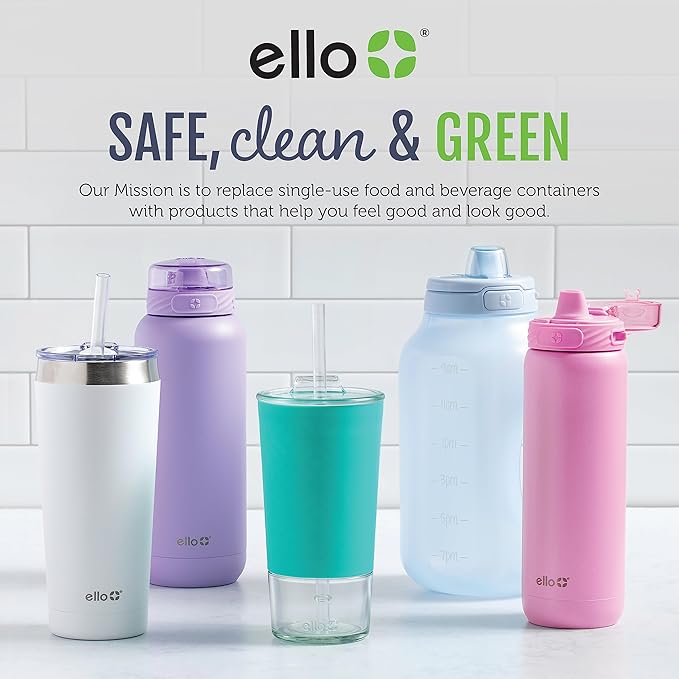 Ello Pop & Fill 22oz Stainless Steel Water Bottle with Quick Fill Technology, Double Walled and Vacuum Insulated Metal, Leak Proof Locking Lid, Sip and Chug, Reusable, BPA Free, Coastal Sunrise