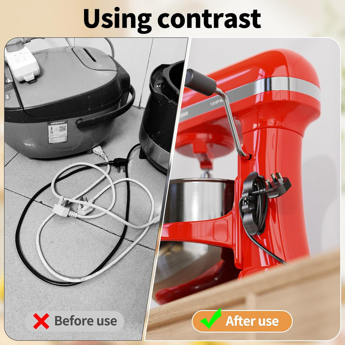 6PCS Upgraded Cord Organizer for Appliances, Kitchen Appliance Cord Organizer Stick On, Appliance Cord Wrappers, Cord Holder, Cord Winder for Air Fryer, Blender, Coffee Maker, Pressure Cooker, Toaster