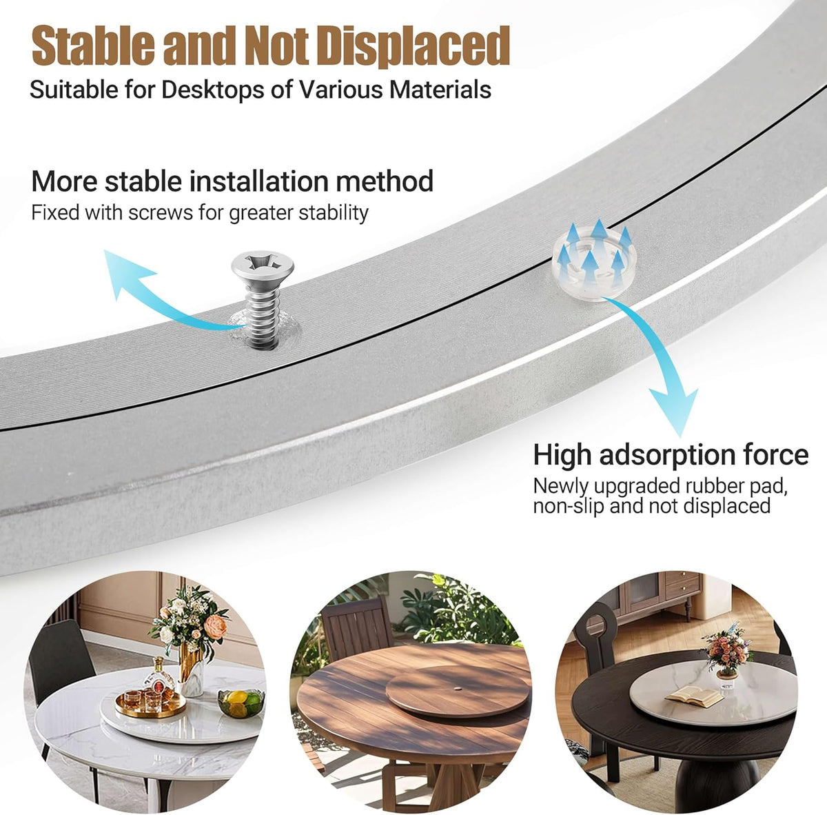 20 Inch Lazy Susan Bearing Heavy-Duty Aluminium Alloy Turntable Bearing, Mute Turntable Ball Bearing, Lazy Susan Rotating Turntable Bearing for Dining and DIY Dotating Furniture(Capacity up to 440lb)