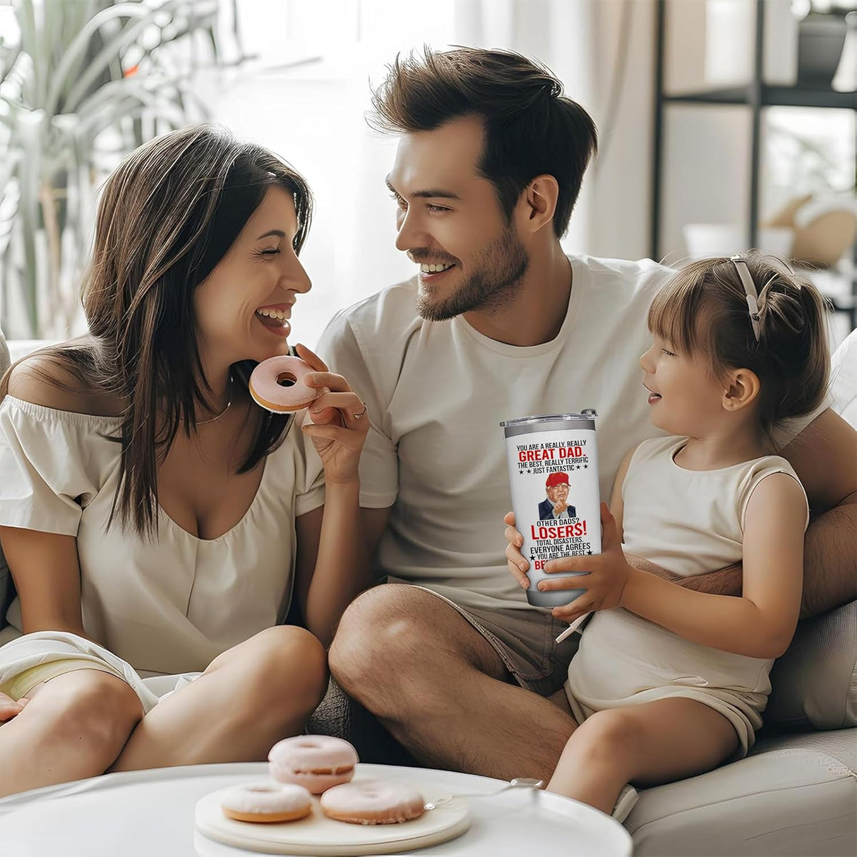 Father's Day Gifts for Dad from Daughter, Son, Wife - Dad Gifts for Fathers Day - Funny Present for Fathers on Birthday, Xmas - Insulated Stainless Steel Tumbler 20oz, White