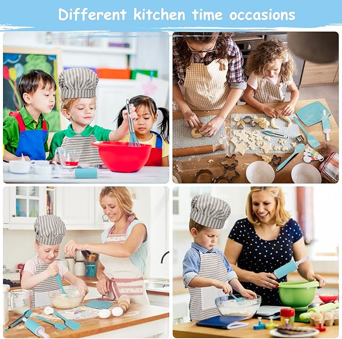 Kids Cooking and Baking Set with Storage Case Real Cooking Supplies with Cookbook Knives Apron Chef Hat Kids Cooking Utensils for Girls Boys
