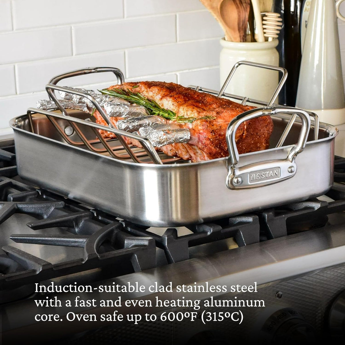 Hestan Provisions – 16.5" Classic Clad Roaster with Stianless Steel Rack