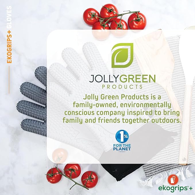 Ekogrips+ Premium Silicone Oven Mitts - Comfy, Waterproof, Heat Resistant BBQ Gloves for Grilling, Long Cuff for Added Protection, 5 Finger Dexterity, 3 Sizes, 4 Colors, L/XL, Red