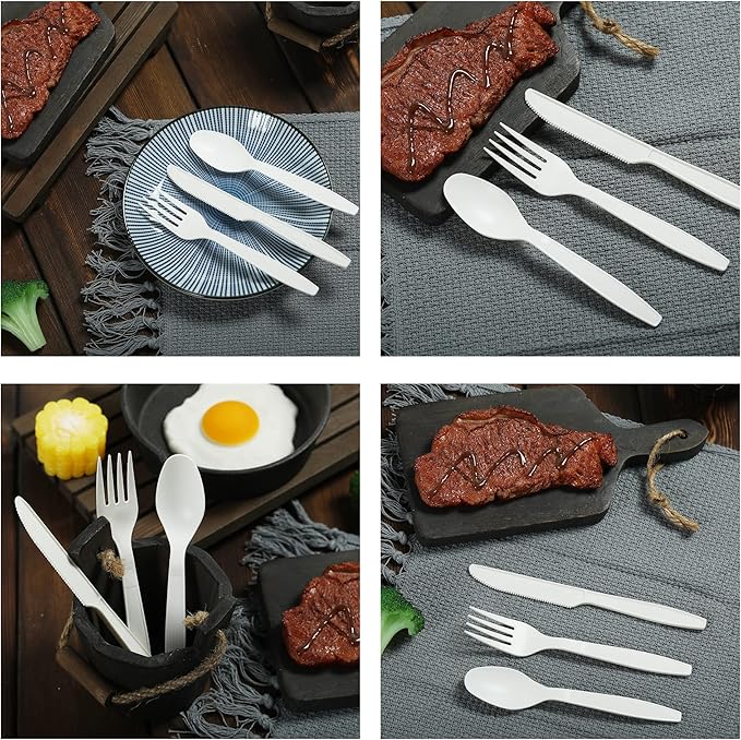 Compostable Forks,300 Disposable Forks for Party,Large Biodegradable Forks Eco Friendly Durable and Heat Resistant,Alternative to Plastic Forks
