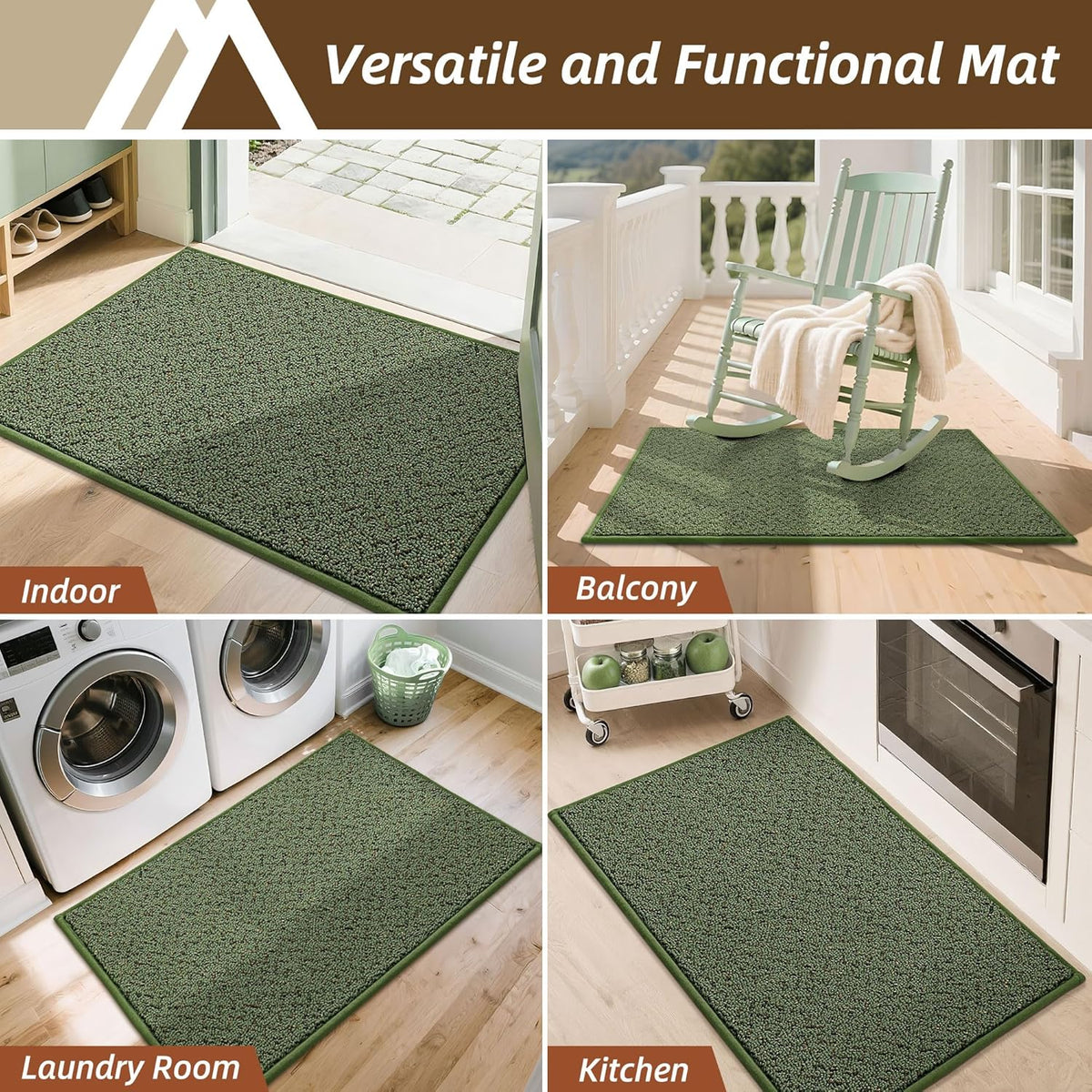 COSY HOMEER-Door-Mat 24"x36" Non Slip Absorbent Entryway Rugs Dirt Trapper Doormats Washable Entrance Mats Low Pile Welcome Floor Mat for Front Back Door and Entry Mats,Green