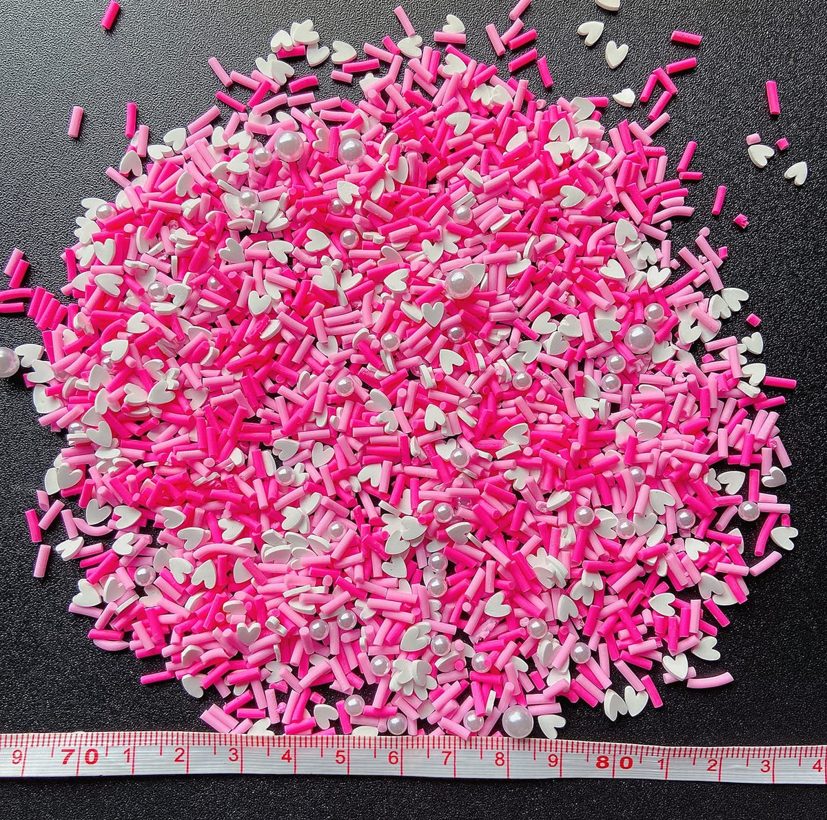 EHOPE Fake Sprinkles Resin Sprinkles Fake Candy Sprinkles Clay Sprinkles Polymer Sprinkles Polymer Clay Slices for Nail Art DIY Crafts Cake Phone Case(40G-Pink Heart-46)