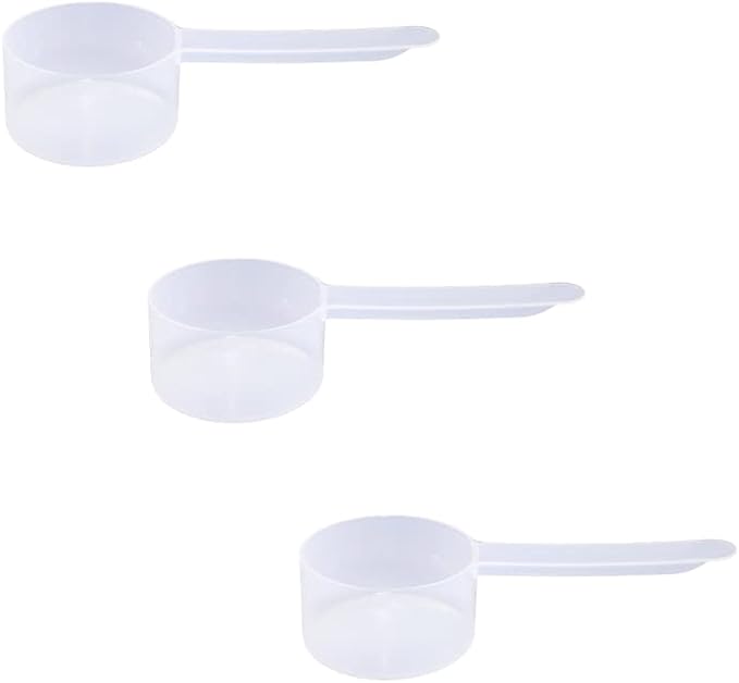 Plastic Measuring Scoop, (39 cc | 2.63 tbsp | 1.32 fl oz. | 39 mL) Long Handle Spoons for Powders, Granules, Coffee, Pet Food, Baking Supplies, Protein and Other Dry Goods, BPA Free (Set of 3)