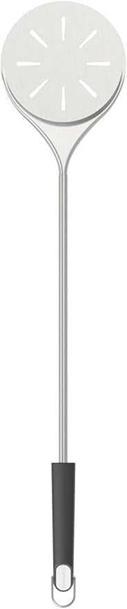 Witt Stainless Steel Pizza Turning Peel - 6.5" Diameter, Long Handle, Nonstick, Lightweight, Perforated Design, Essential for Pizza Oven Owners, Chefs, Cooks, Bakers