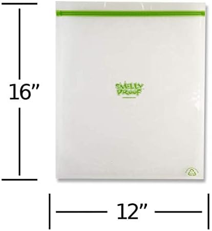 Reusable Storage Bags for Food by Smelly Proof Bags - MADE IN USA, Easy Clean, Dishwasher-Safe, BPA FREE, NO PEVA, XXL 3-mil 2-Gallon Thick Bags, Extra Large Clear FLAT 12" x 16" 15-Pack