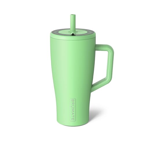 BrüMate Era 30 oz Tumbler with Handle and Straw | 100% Leakproof Insulated Water Bottle Tumbler with Lid and Flexible SoftSip Straw | Made of Stainless Steel | Cup Holder Friendly | 30oz (Kiwi)