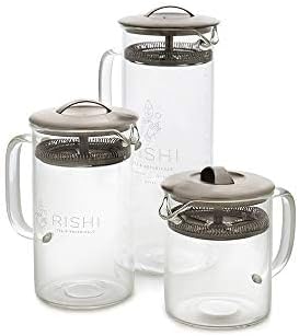 Rishi Tea Simple Brew Teapot - For 33oz Loose Tea Preparation, Built-in Strainer, Everyday Teaware, Easy to Clean, Borosilicate Glass, Enjoy Hot or Iced Tea - 1000ml
