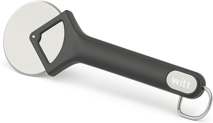Witt Stainless Steel Pizza Cutter Wheel – Professional Pizza Cutter & Pizza Slicer, Sharp One-Cut Blade, Non-Slip Handle, Protective Case, Dishwasher Safe, 12.4 Inch