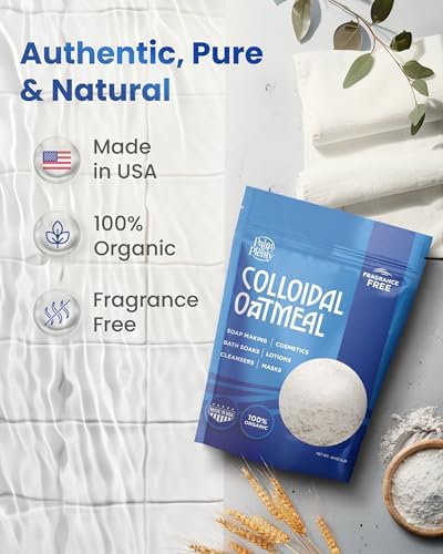 100% Organic Colloidal Oatmeal - Unscented, Ideal for DIY Bath Products, Skincare, Cosmetics, Natural Oatmeal Bath for Itching Adults, Soothing Agent for Itchy, Irritated Skin, 16oz