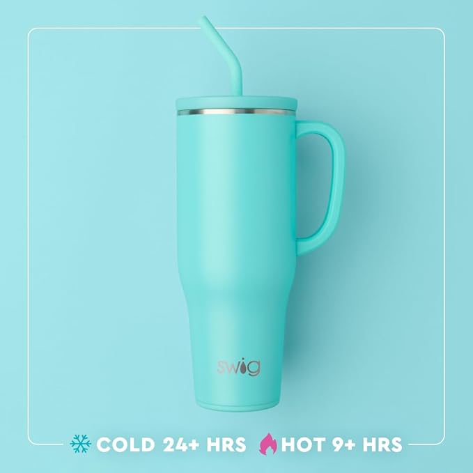 Swig Life 40oz Mega Mug, 40oz Tumbler with Handle and Straw, Extra Large Insulated Tumblers, Cup Holder Friendly Travel Mug (Merry Mistletoe)