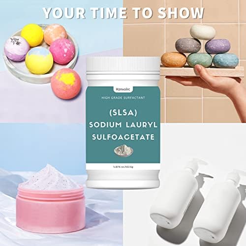 1 Pound SLSA Powder for Making Bath Bombs, Premium SLSA Sodium Lauryl Sulfoacetate Powder, Amazing Bubbles, Gentle on Skin, Suitable for Making Bath Bombs, Bath Truffles and More