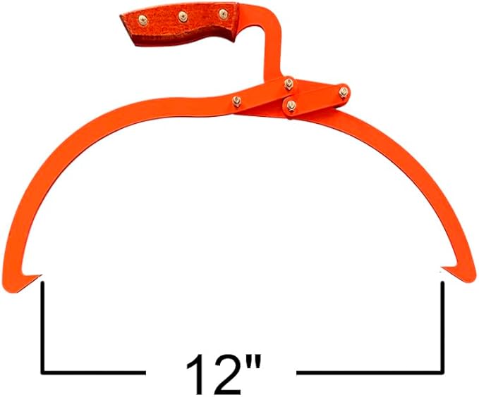 Wood Handle 2 Claw Skidding Tongs Non-Slip Grip, Log Lifting, Handling, Dragging & Carrying Tool (12 in)