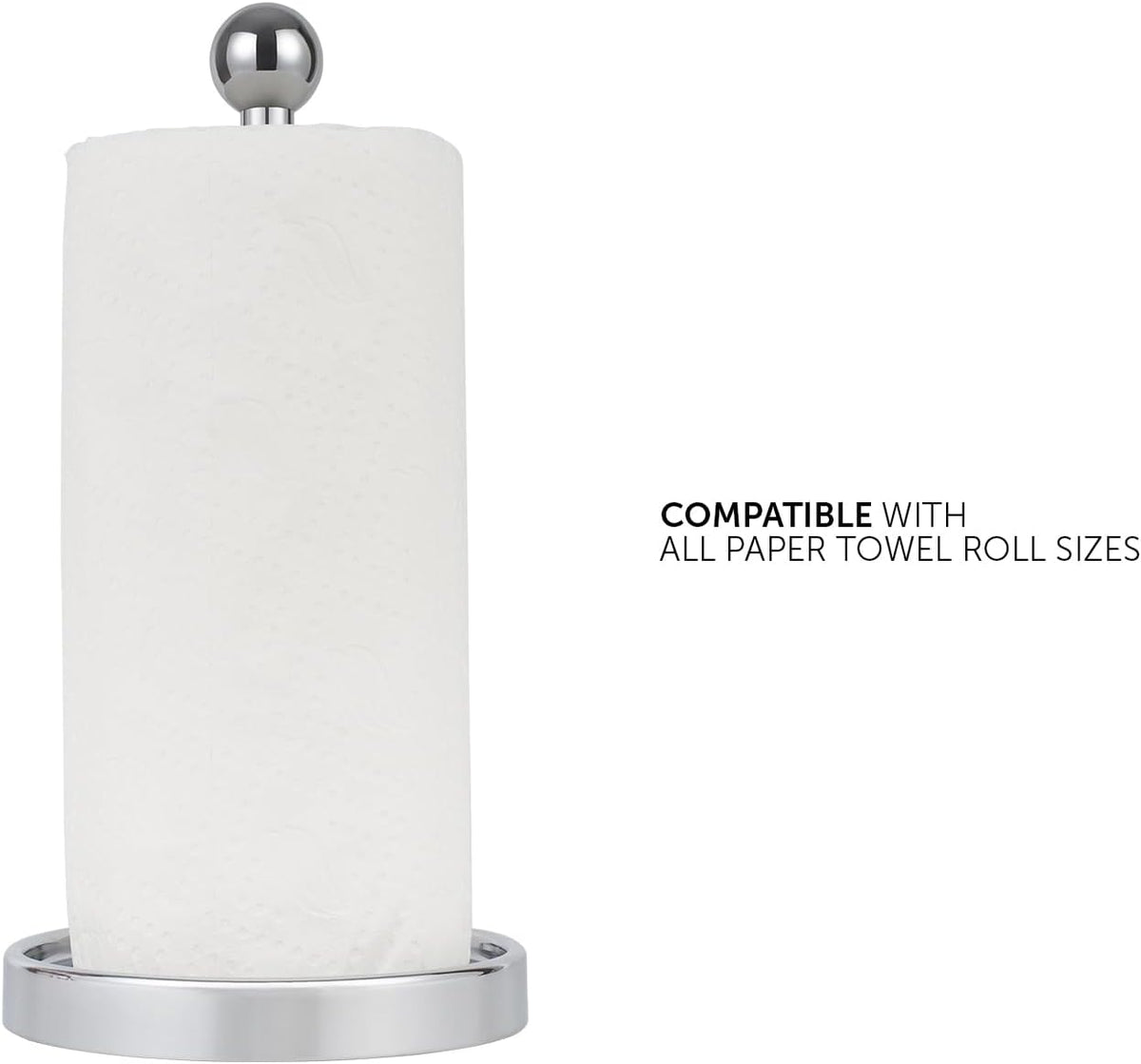 Ivilon Countertop Paper Towel Holder - Modern Sleek Ball Minimalist Design - Color Chrome