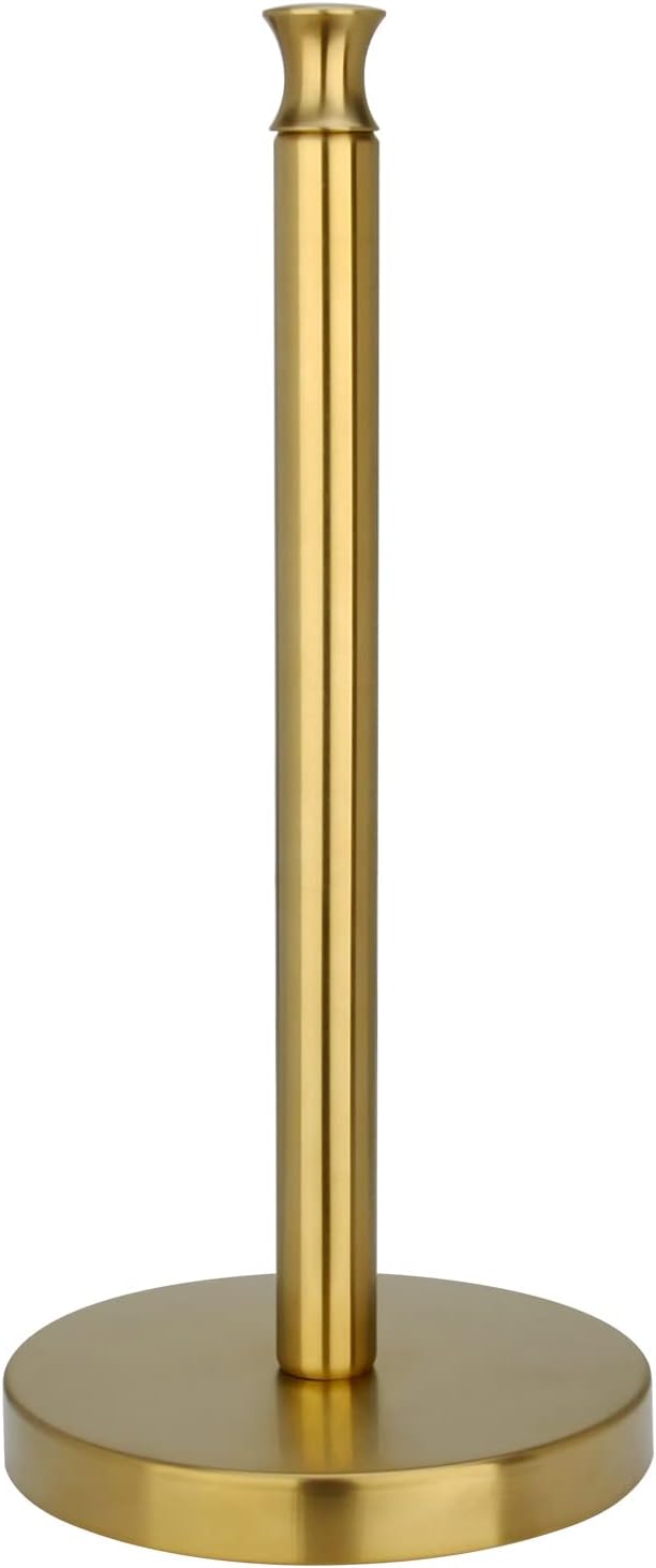 Akicon Paper Towel Holder Stand for Kitchen Countertop & Dining Room Table (Brushed Gold Brass Paper Towel Holder Stand, Modern)