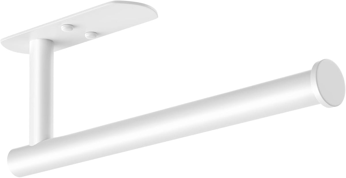 VAEHOLD Self Adhesive Paper Towel Holder Under Cabinet Mount, Wall Mounted Paper Towel Roll Holder for Kitchen, Bathroom, Wall - Stainless Steel (White)