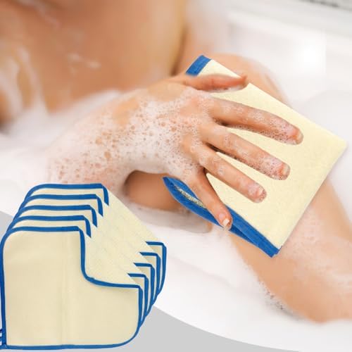 10Pcs Wash Cloths, Blue Frame Exfoliating Washcloth, Face & Body Scrubber, Cotton & Nylon Material