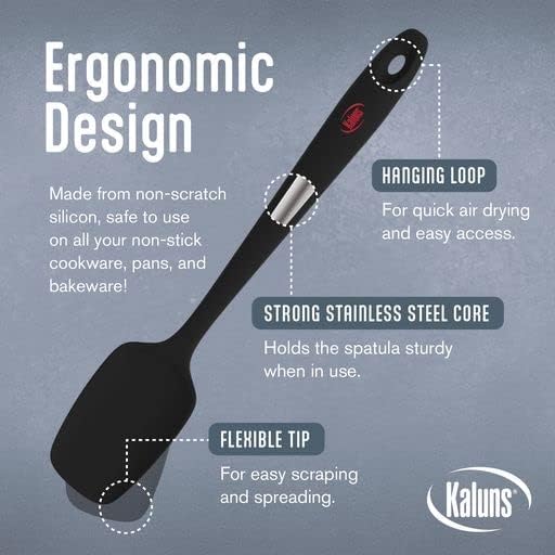 Kaluns Silicone Spatula Set, 4 Rubber Spatulas 600°F Heat Resistant, Nonstick Seamless Design with Stainless Steel Core, Dishwasher Safe, BPA free, Bonus Tongs Included